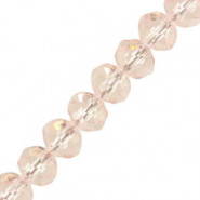 Faceted glass rondelle beads 4x3mm Light orchid pink pearl shine coating